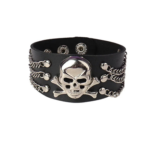 Leather Studded Gothic Bracelet (Adjustable)