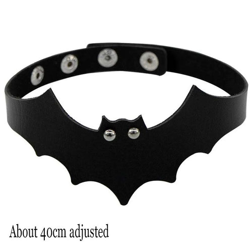 Black Leather Gothic Choker with Heart & Chains